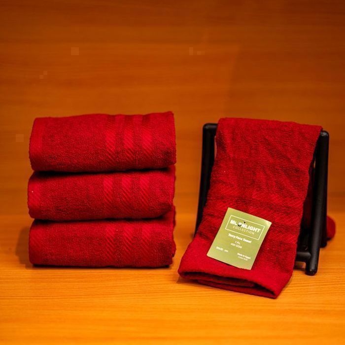 Serviette de bain - Moonlight - Pack de 3 - Coton égyptien - 50x30 cm - Rouge