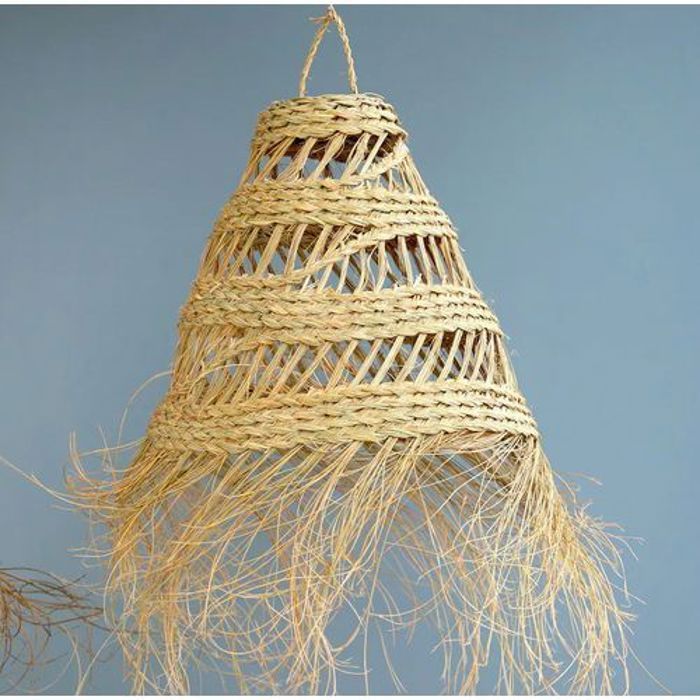 Abat-jour - BOUDI - Ombre légère marocaine - Osier - Palmier - 30 cm diamètre