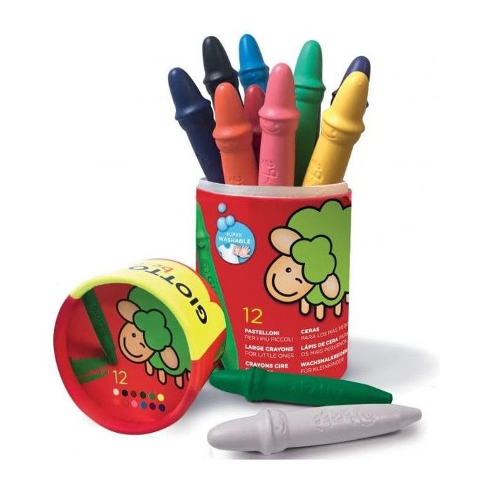 Crayons de couleur - Cire - Dès 2 ans - Pot de 12 couleurs - GIOTTO