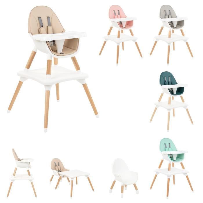 Kikkaboo Chaise haute Multi 3 en 1, Chaise d'enfant, Table, Pieds en bois [Beige]