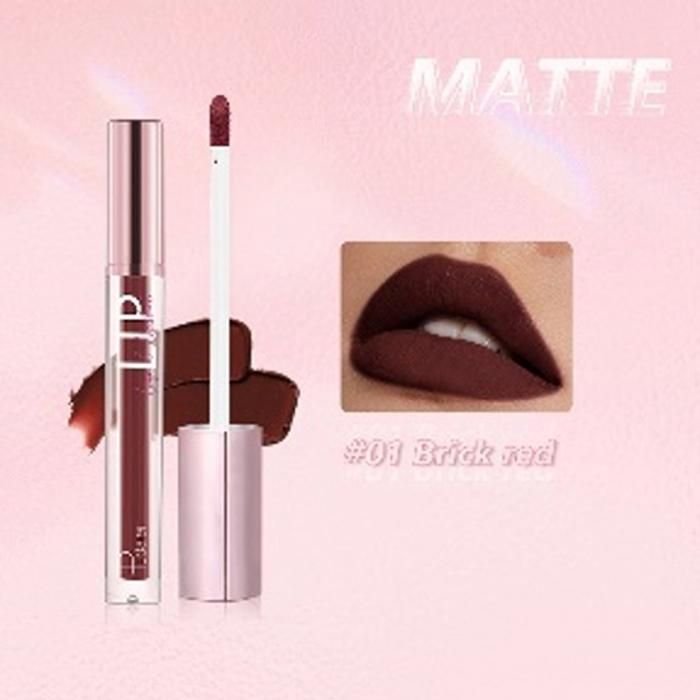 PUDAIER Diamond Shiny Liquid Lipstick Matte Color 01 Brick Red