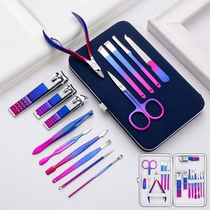 Kit complet de coupe-ongles et d'outils de soin en acier inoxydable (15 pièces)