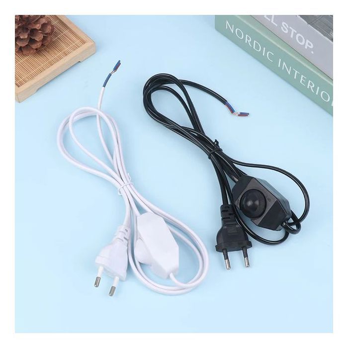 Câble d’alimentation 1,80 m avec variateur, interrupteur et prise UE pour lampe de table (colleur aléatoire)