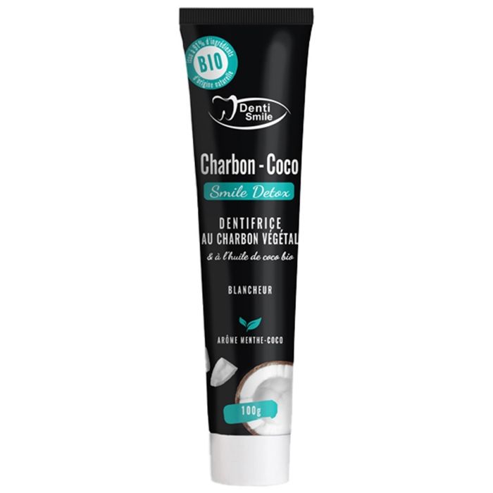 Dentifrice - Denti Smile - Charbon Actif - Huile de Coco - 100g - Vegan