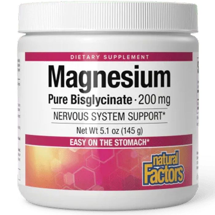 Natural Factors Magnésium Bisglycinate 200 mg Poudre  Absorption Supérieure
