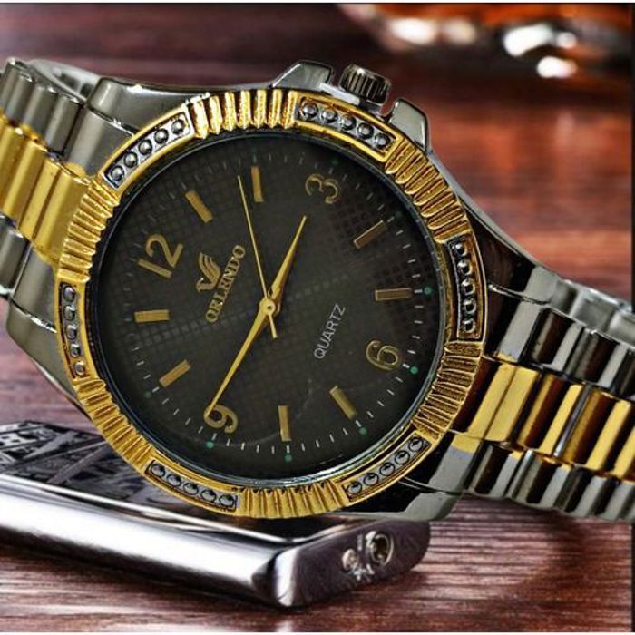 Orlando Montre Hommes Tendance Noir-Gold-29779