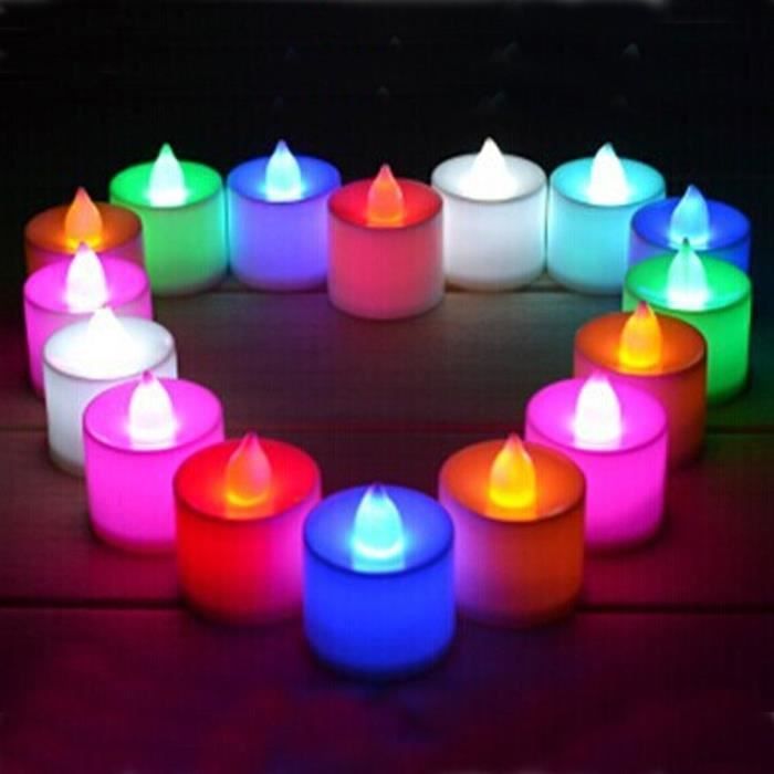 Bougies LED - Noname - Lot de 24 - 7 couleurs - Effet de flamme réaliste - Sûr et sans danger