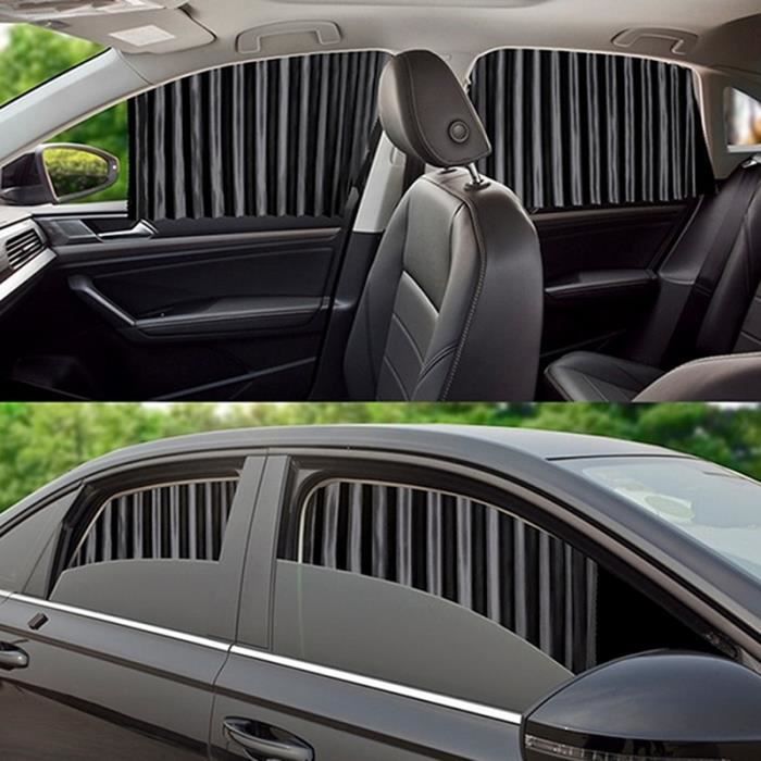 Rideaux de voiture - Noir - Protection solaire - Universel - Rétractable