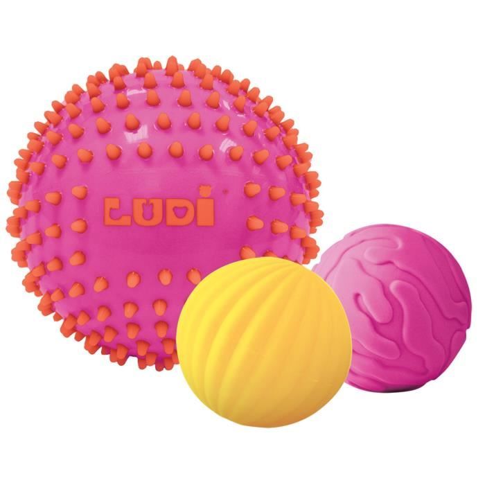 Balle Sensorielle LUDI - Rose - Stimule le toucher et la coordination de bébé