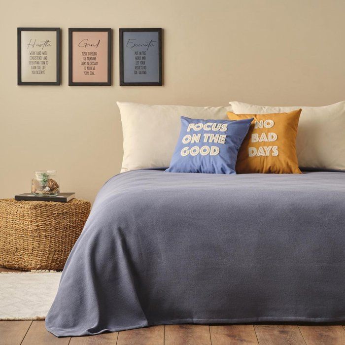 Drap - Mini Gaufre - 100% Coton - 150x220 cm - Couleur Bleue - Toucher Doux