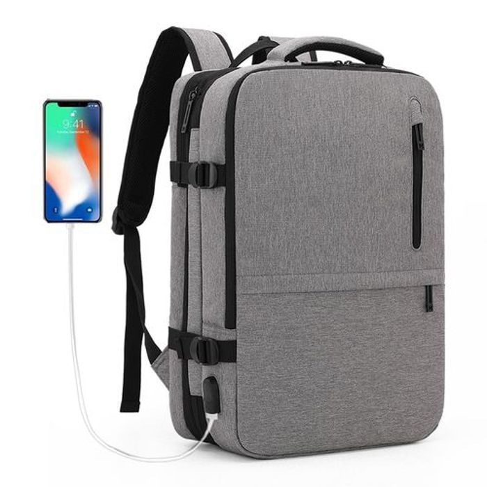 Sac à dos étanche multifonctionnel pour pc, antivol +port USB, gris