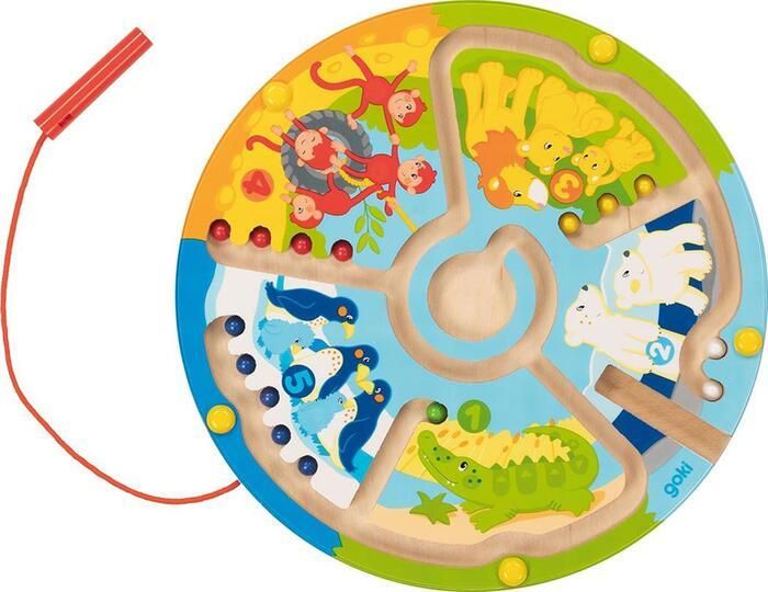 Jeu éducatif - Goki - Labyrinthe magnétique - Multicolore - Développe la dextérité - À partir de 3 ans