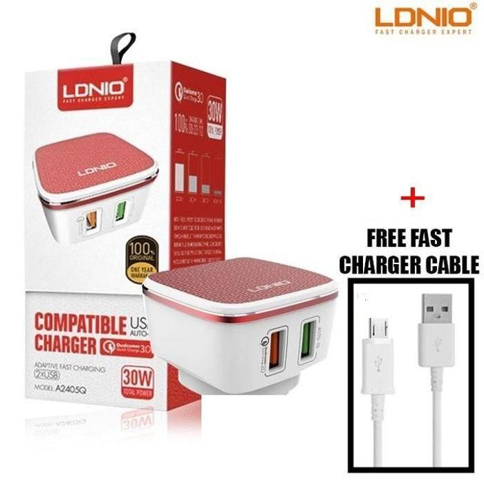 Ldnio A2405Q Qualcomm Chargeur Secteur Rapide QC 3.0 Double 2 Usb+ Cable Micro Usb