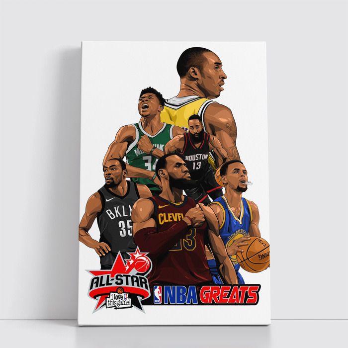 Tableau NBA sur Toile – Affiche Murale 25x40 cm avec Équipes et Joueurs Légendaires du Basket 59