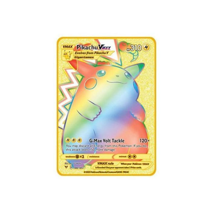 Carte Pokémon PIKACHU VMAX en Métal Doré : Un Objet Collector Rare