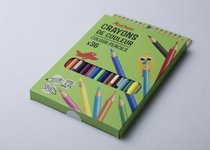 Crayons de couleurs - AUCHAN - 36 crayons - 18 cm - Multicolore - Non effaçable