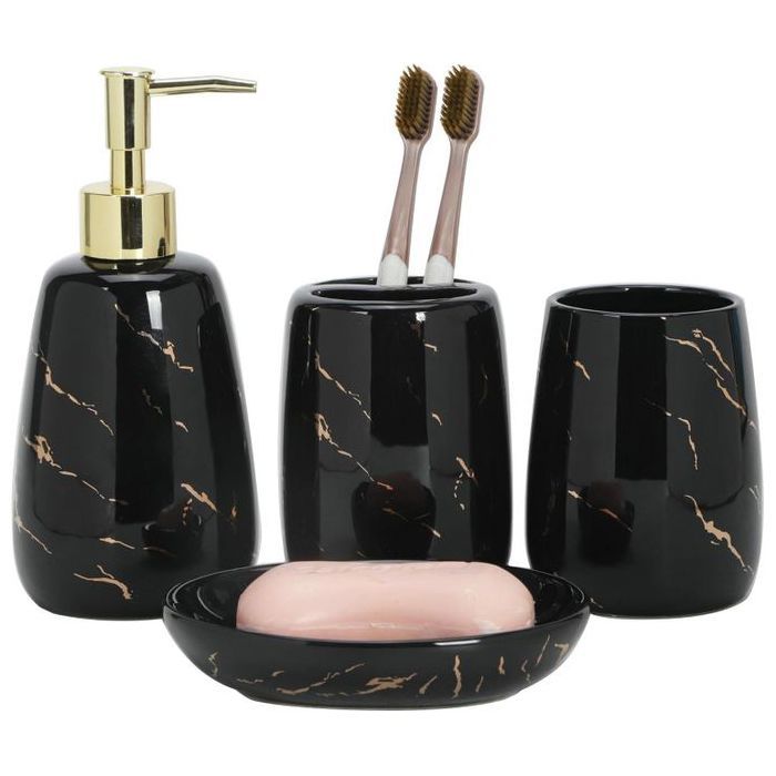 Pack 4 Pcs d'accessoires en céramique, pour salle de bain, durable