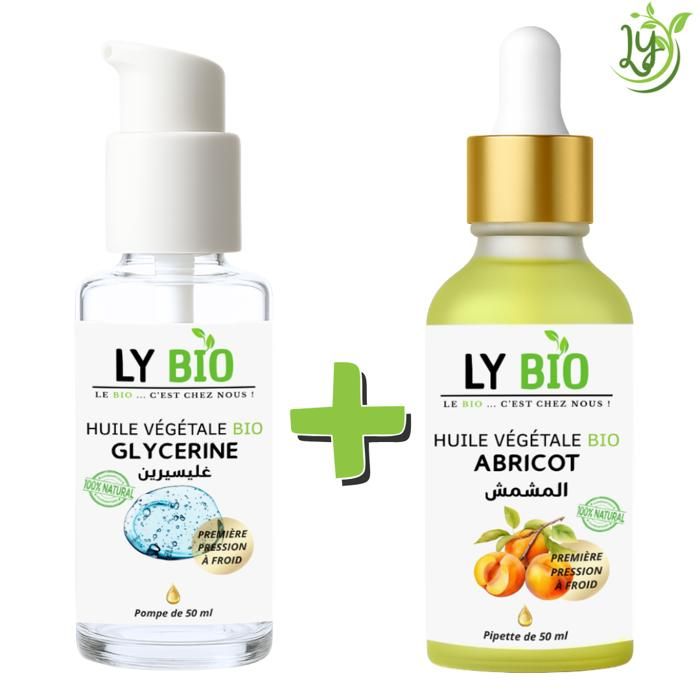 Pack Huile - LYBIO - Glycérine 50ml - Abricot 50ml - Hydratant - Mixte