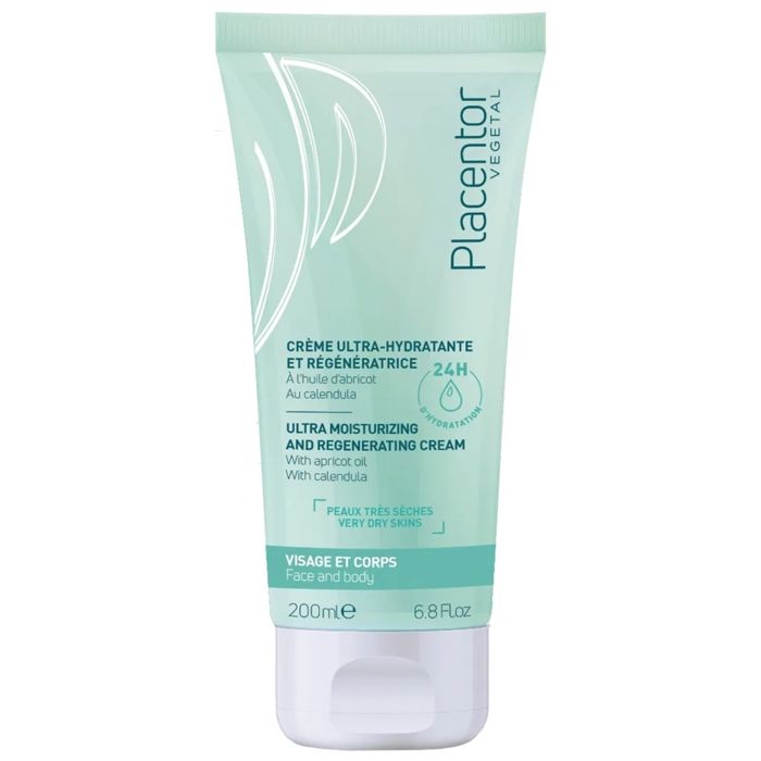 Crème hydratante - PLACENTOR - Ultra-hydratante 200ml - Régénérante - Peaux sèches - Visage et corps