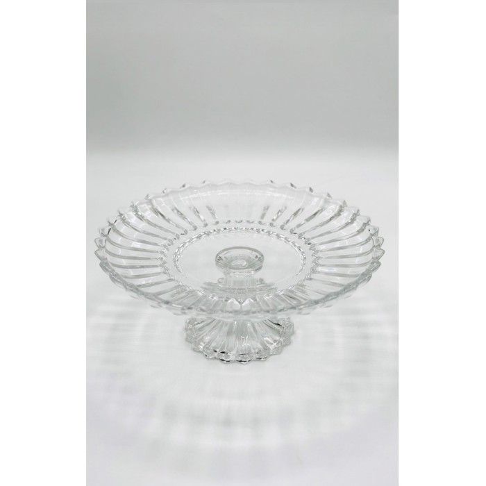 Plat rond sur pied - Cristal - 21-12 - Élégant - Transparent - Luxe