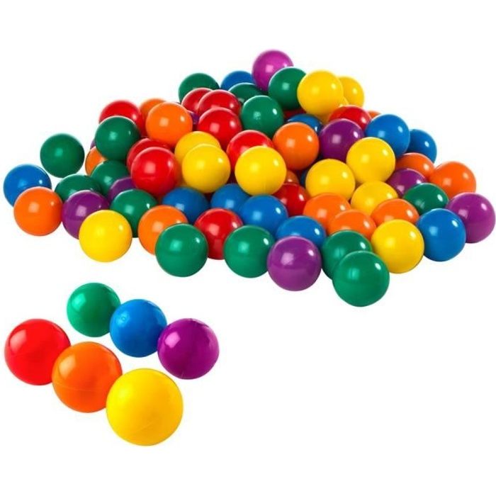 Billes colorées Intex49602 - Paquet de 100 - Diamètre 6,5 cm - 6 couleurs assorties