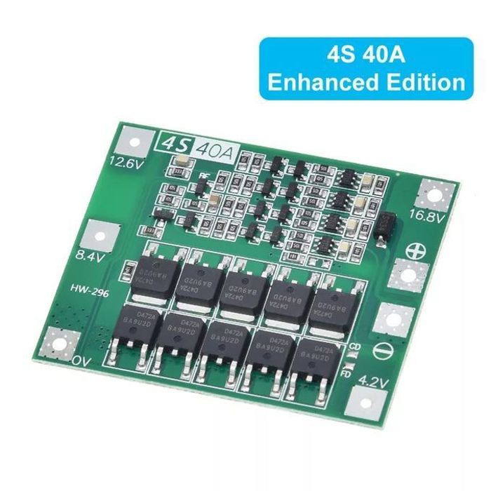 Carte de protection du chargeur de batterie au lithium, BMS 4S 16.8V 40A Enhance