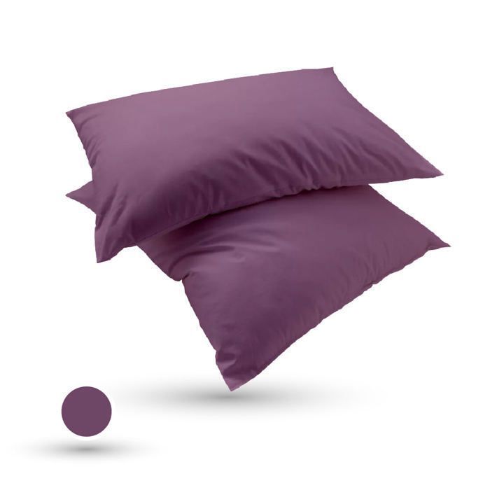 2 Taies D'oreiller Uni Mauve Clair - 50x70 cm - Doux &  Antiallergique