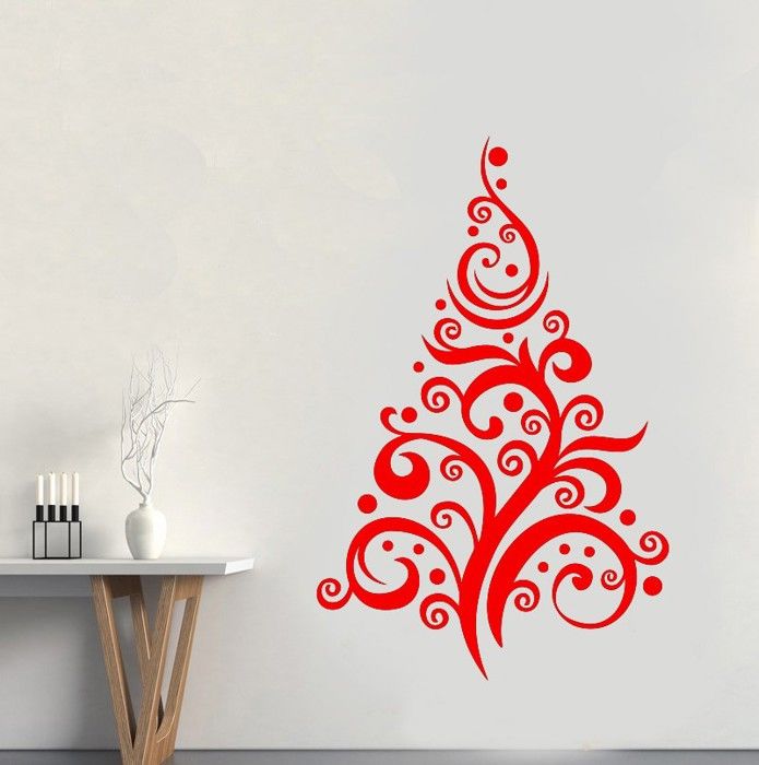 sticker sapin de noel moderne stylise Décoration vinyle Déco Autocollant