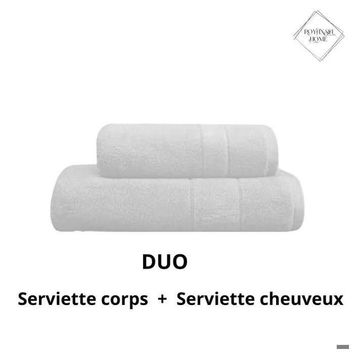 Serviette - ROYANSIA HOME - Pack Douche Essentielle - 2 pièces - Coton naturel - Blanc