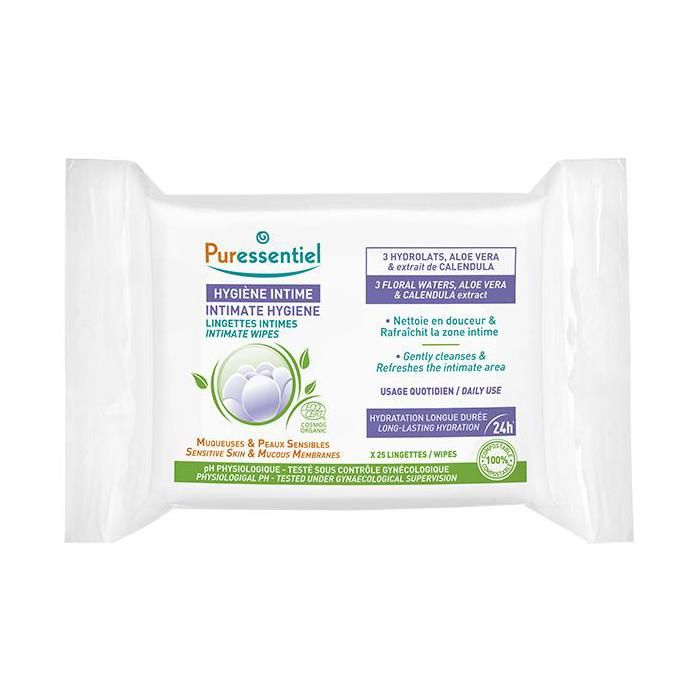 Puressentiel Hygiène Intime Lingettes Intimes Quotidiennes Bio 25 unités