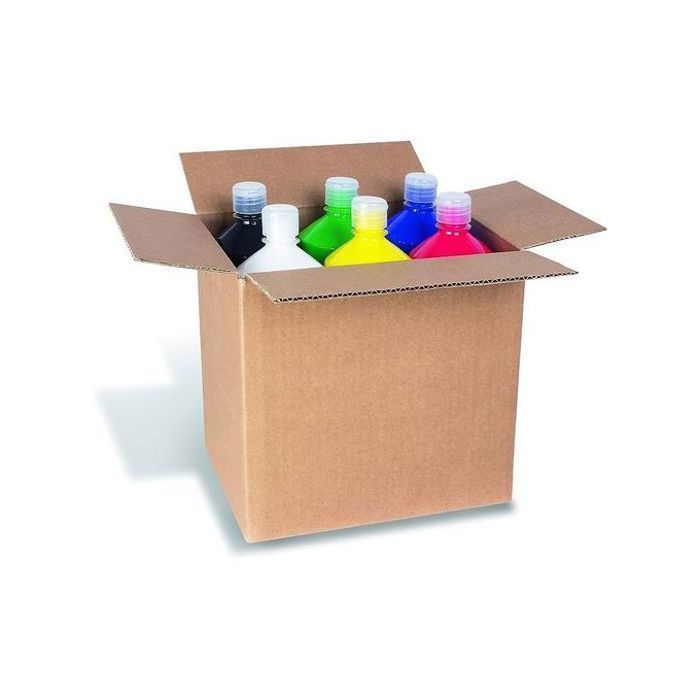 Set 6 Bouteilles gouache 1/2 litre liquide, couleurs assorties pack de 6