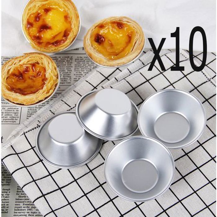 10pcs mini moule à tartes aux oeufs moule rond en alliage d'aluminium pour Cupcake gâteaux