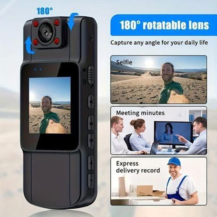 Caméra 1pc 180° 1080P Full HD avec Objectif Rotatif - Grande Angulaire Vision Nocturne,