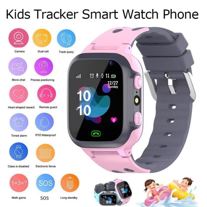 Montre Intelligente Connectée Enfant - Smartwatch Telephone Fille Garçon avec Pédomètre, SOS, Musique, Appareil Photo, Reveil Rose