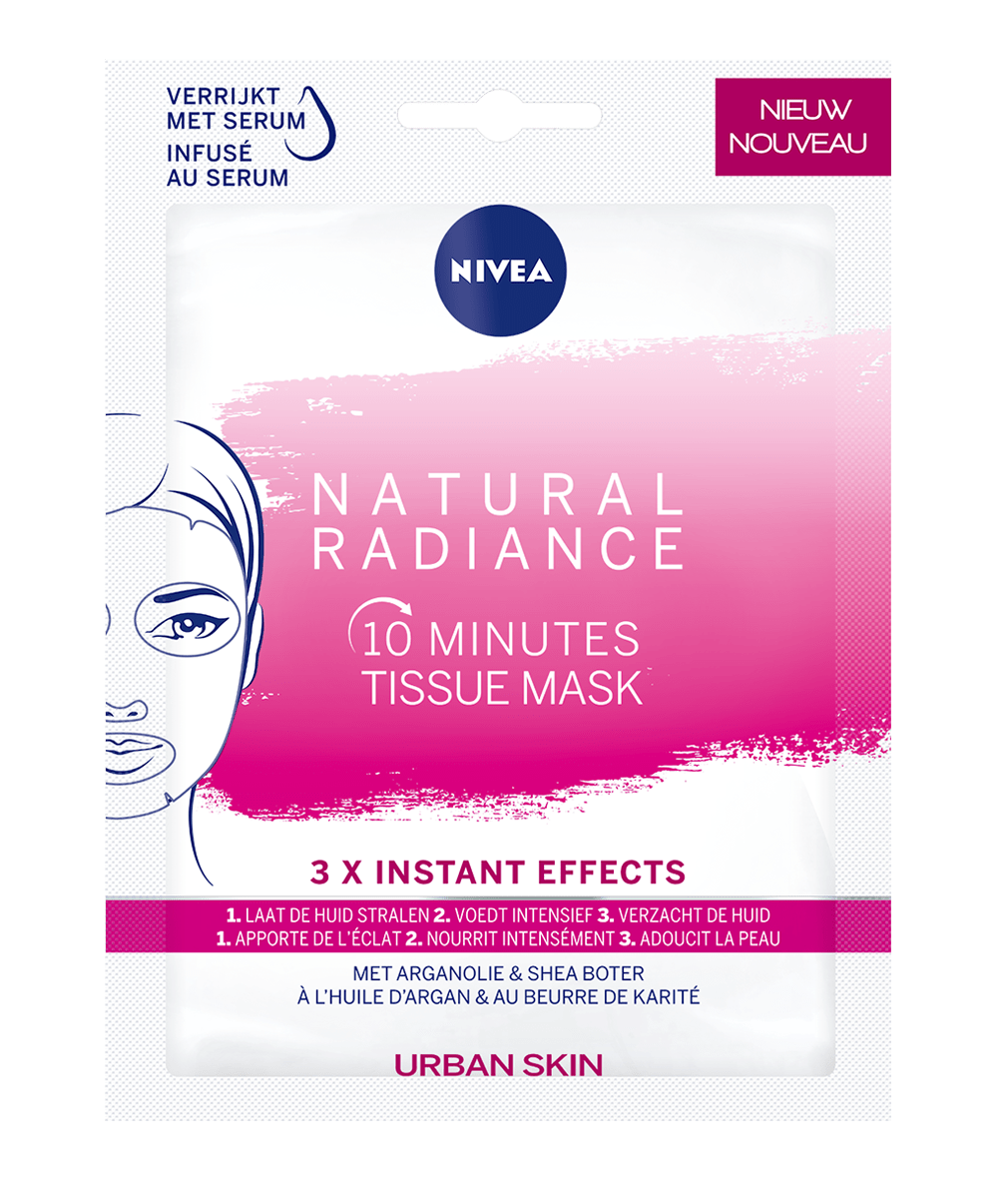 NIVEA, Masque Tissu Eclat Naturel Huile d'Argan & Beurre de Karité, 1 masque