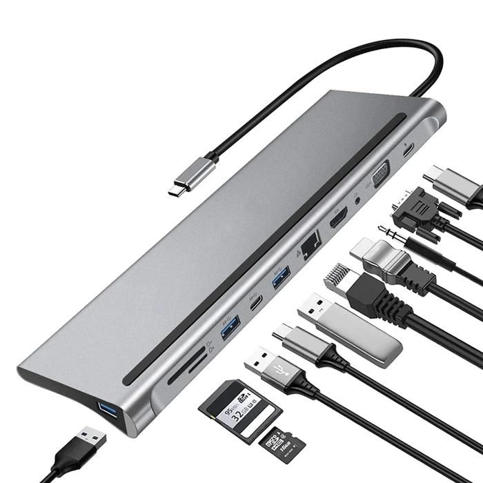 Station d'accueil USB 3.0 - GENERIC - Type C 11 en 1 - 4K UHD - 5Gbps - Compatible Macbook et PC