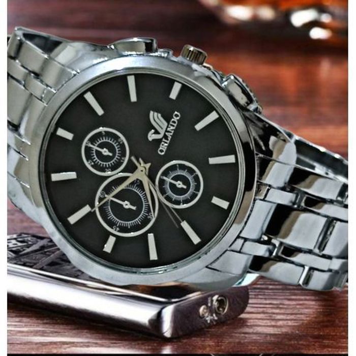 Orlando Montre Hommes Tendance Noir-Argent014499