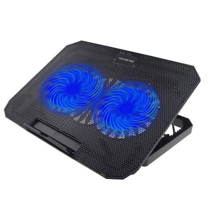 Tapis de refroidissement - KYOLLY - N11 - 2 ventilateurs silencieux - Design léger - RGB bleu