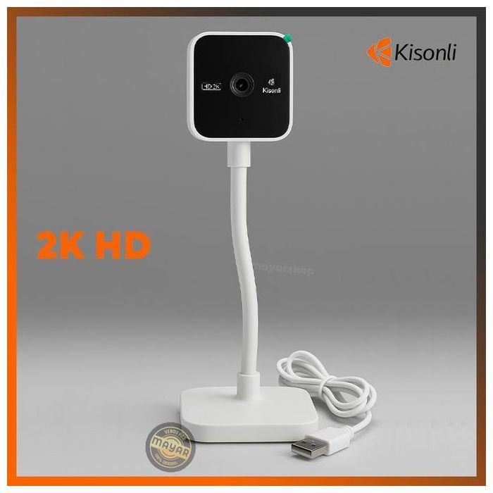 Kisonli Webcam 2K (1920 x 1080 pixels) avec Microphone, Correction Automatique de la Lumière pour Windows, macOS, Linux, Chrome OS