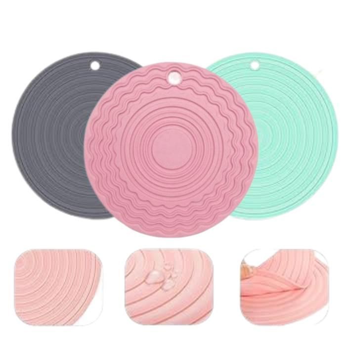Lot de 2 tapis de table ronds antidérapants en silicone 19 cm (Couleur aléatoire)