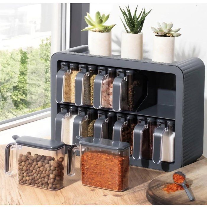 Rangement 12 pièces autocollants avec couvercles et cuillères