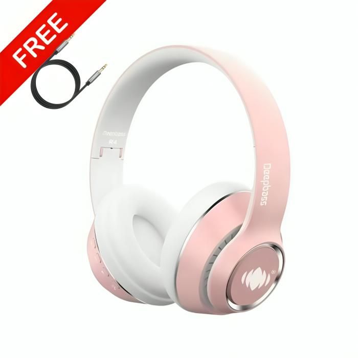 Casque Bluetooth - DeepBass - R4 - Son stéréo puissant - Confort optimal - Couleur rose