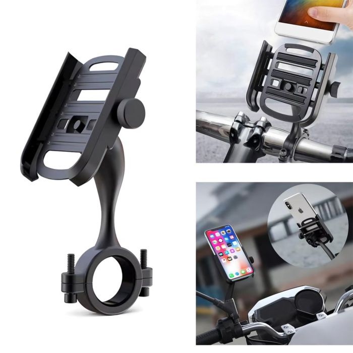 Support telephone réglable en métal anti-secousses pour guidon de moto / velo