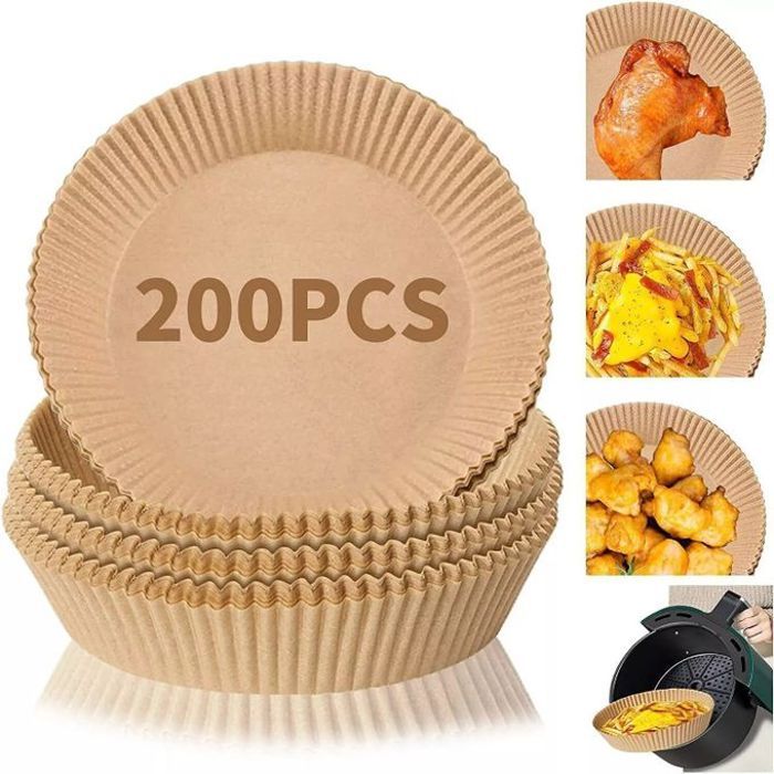 Pack de 200 pièces papier cuisson jetables, antiadhésive pour air fryer de qualité alimentaire