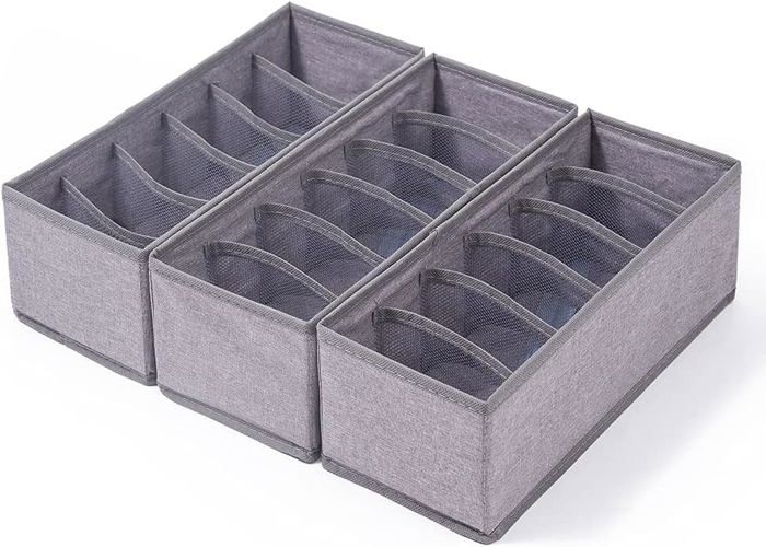 Lot de 3 organiseurs de tiroir pliables et lavables à 6 compartiments pour sous-vêtements soutien-gorge, chaussettes