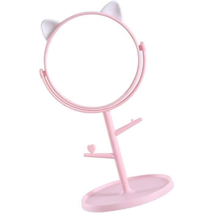 Miroir Makeup Rose avec support - Style Chaton