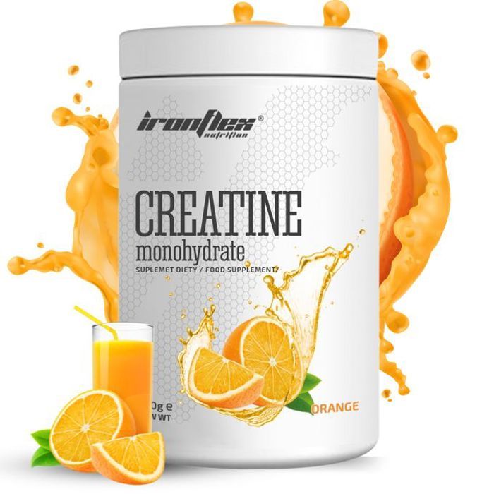 Creatine Monohydrate 500g Orange - 4560 mg de Créatine + Taurine et Vitamine B6