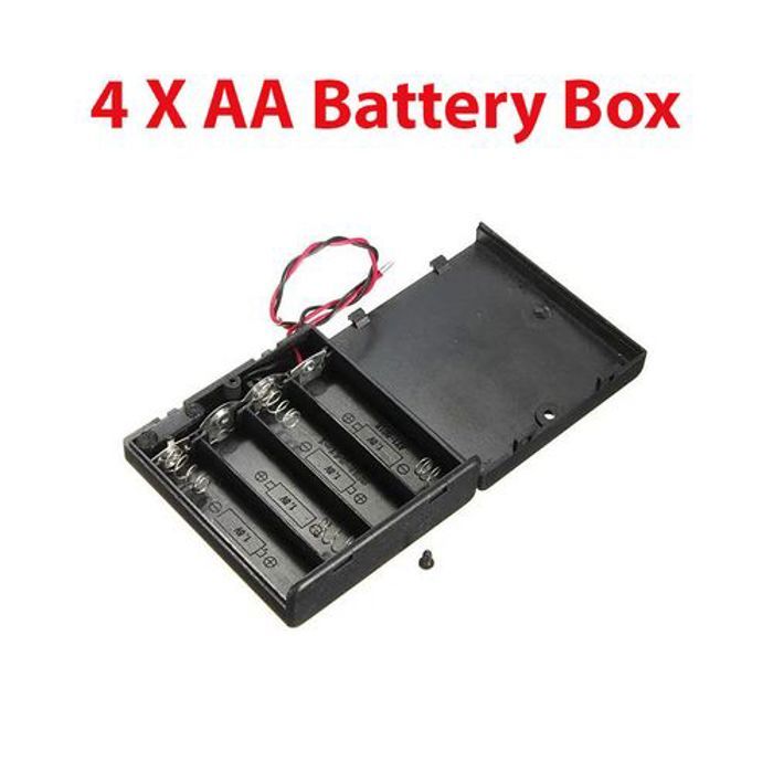 4 X AA support Box pour 4 piles AA avec interrupteur OFF/ON et fils