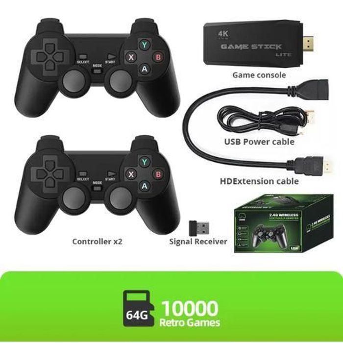 Console de jeux - Data Frog - Game Stick 4K - 10000 jeux - 64 Go - Manette sans fil 2.4G