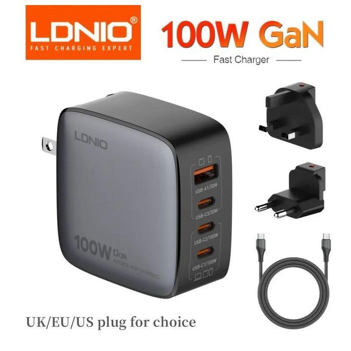 Chargeur rapide - LDNIO - Q408 - 100W GaN - 4 ports USB - Prise UE